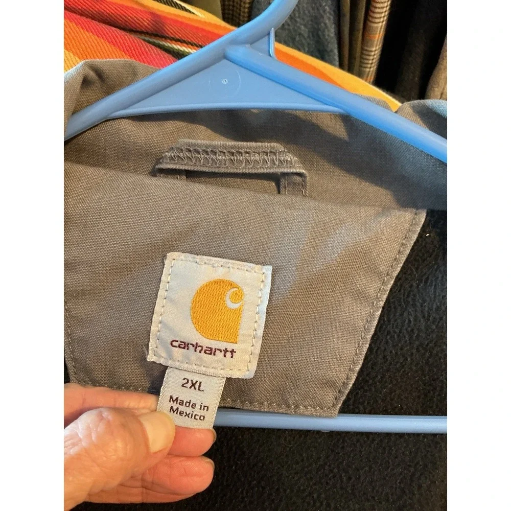 Carhartt Men's Gray Canvas Jacket Quilted 101441-022  2XL THINSULATE Workwear